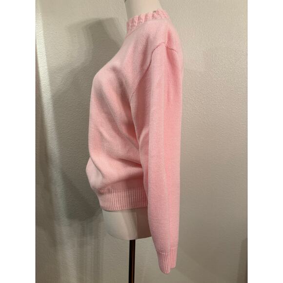 VINTAGE BEDFORD FAIR Sweater | Soft Pink Cozy Crewneck Mock Turkleneck  | MEDIUM - Picture 2 of 6